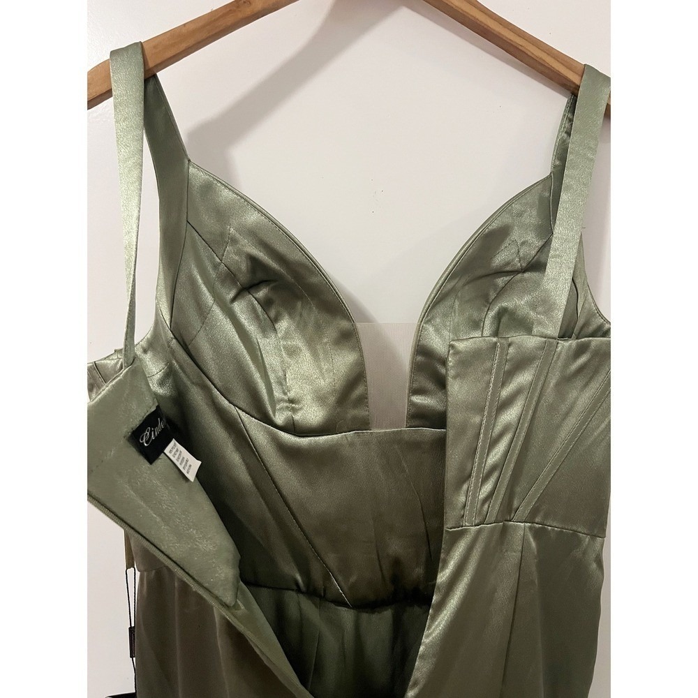 Cinderella Divine Greenery Satin Corset Gown Prom Bridesmaid Evening Dress 6 - Picture 8 of 9